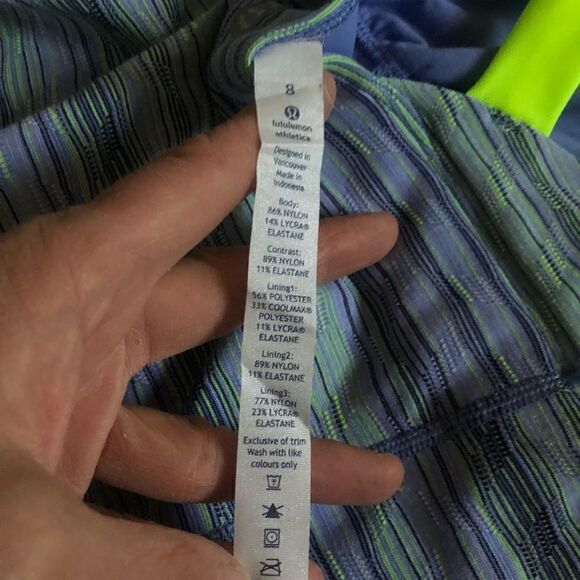 LULULEMON Purple/Yellow Striped Criss Cross Strap Tank Top - Picture 9 of 9